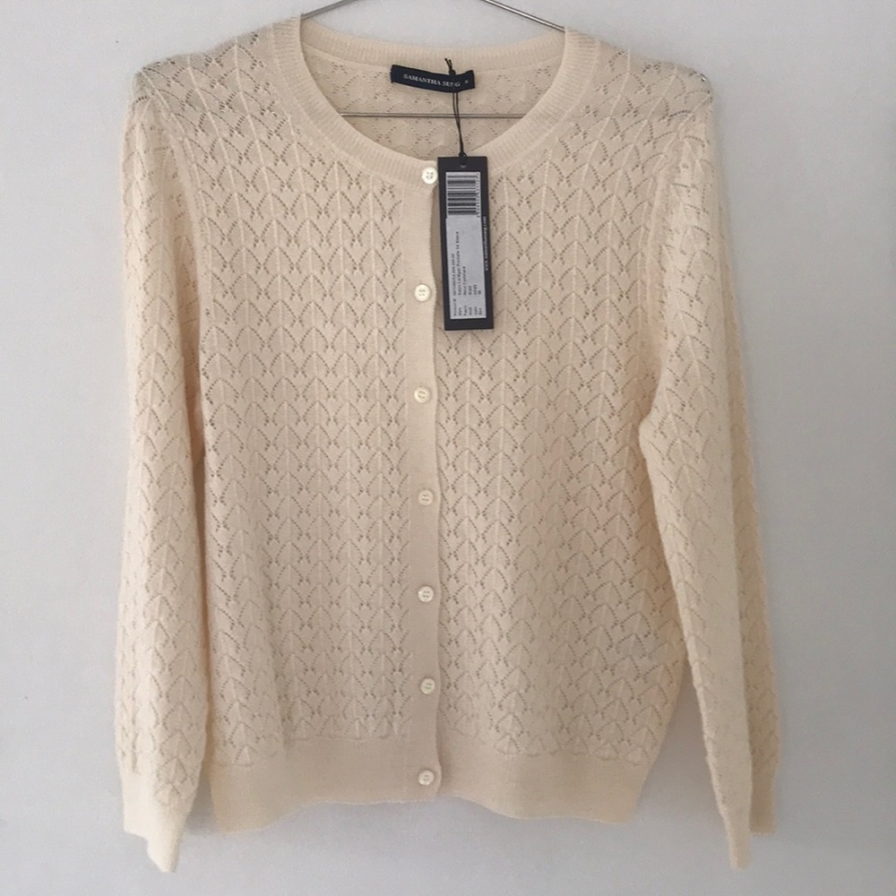 Samantha Sung Cream Cardigan Sweater